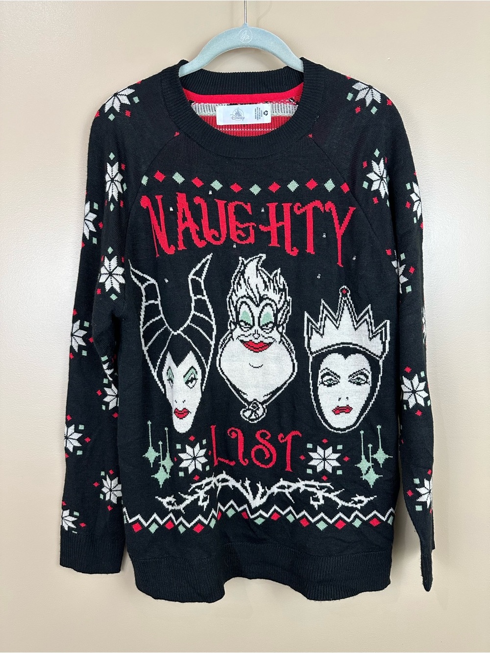 Disney Villains Naughty List Light Up Christmas Sweater Maleficent Ursula Small